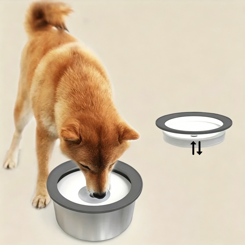 Slow Feeder Dog Bowl - RVS honden drinkbak anti-lek met drijvend