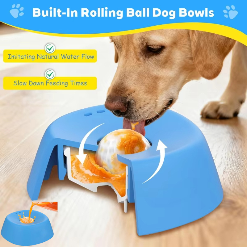 Slow Feeder Dog Bowl - Anti-slip hondenkommen met bolvormig ontwerp voor